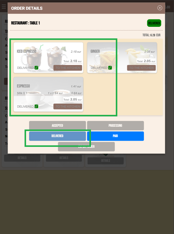 Order details – all items delivered