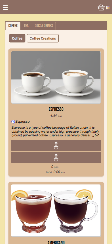 Menu in English