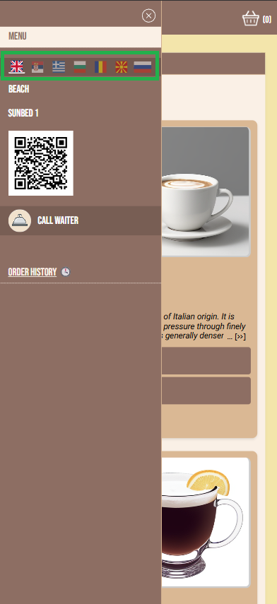 Sidebar with English selected