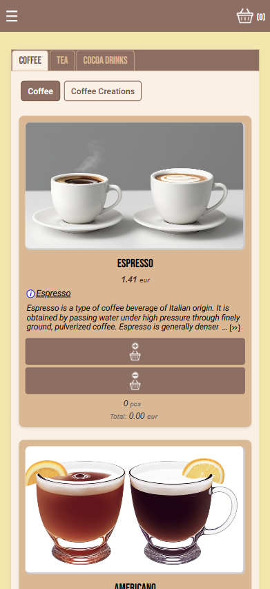 Digital menu