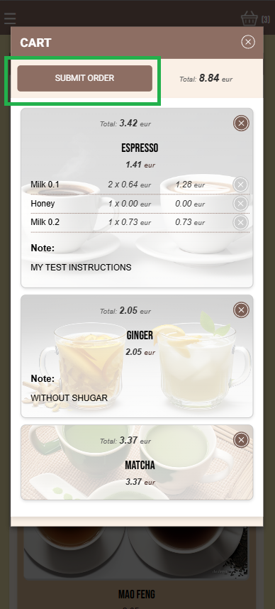 Submit changes to waiter