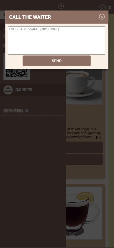 Waiter call pop-up